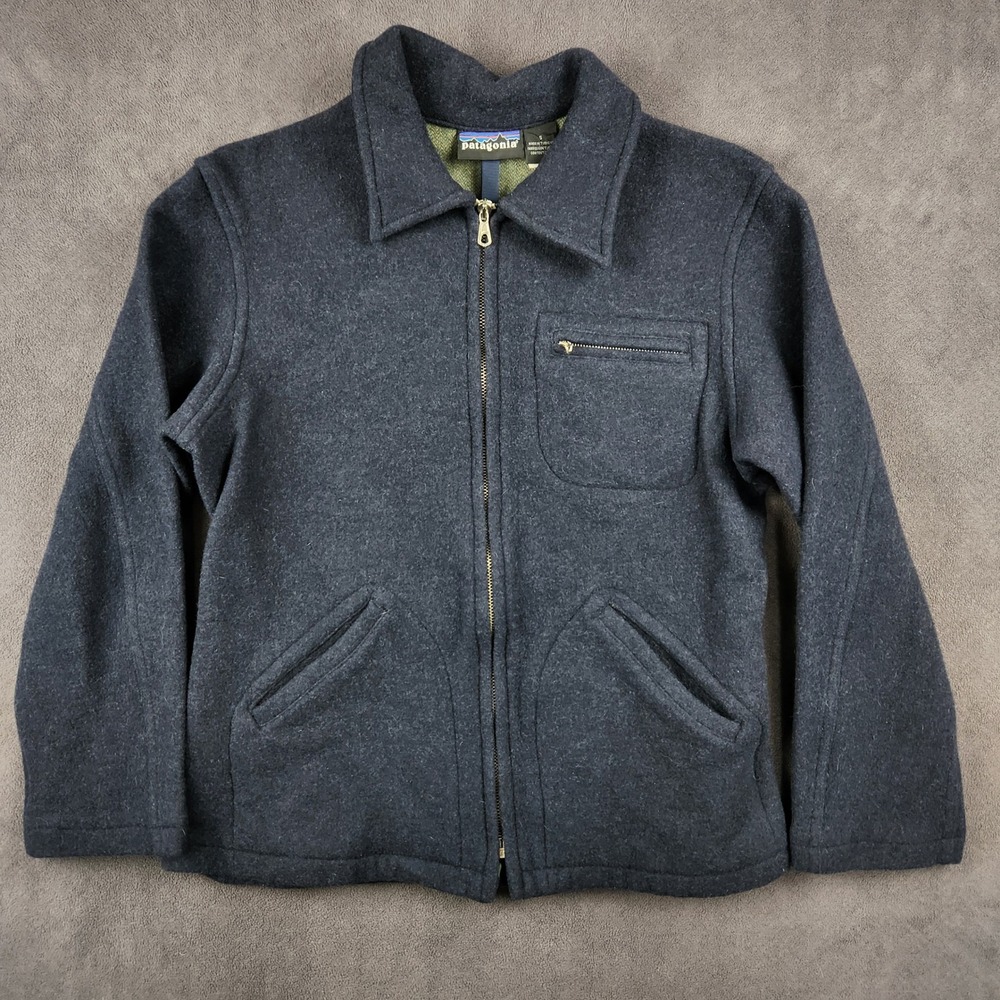 Vintage Patagonia‎ Northwest Parka Womens Small Navy Blue Wool Jacket 27400
